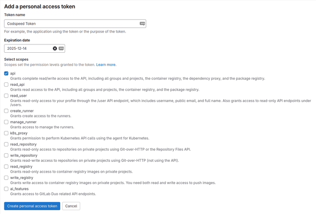 Create a Personal Access Token on GitLab