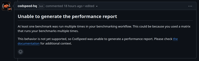 Multiple Benchmark Variations Error Message