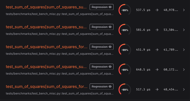 Passing selected benchmarks